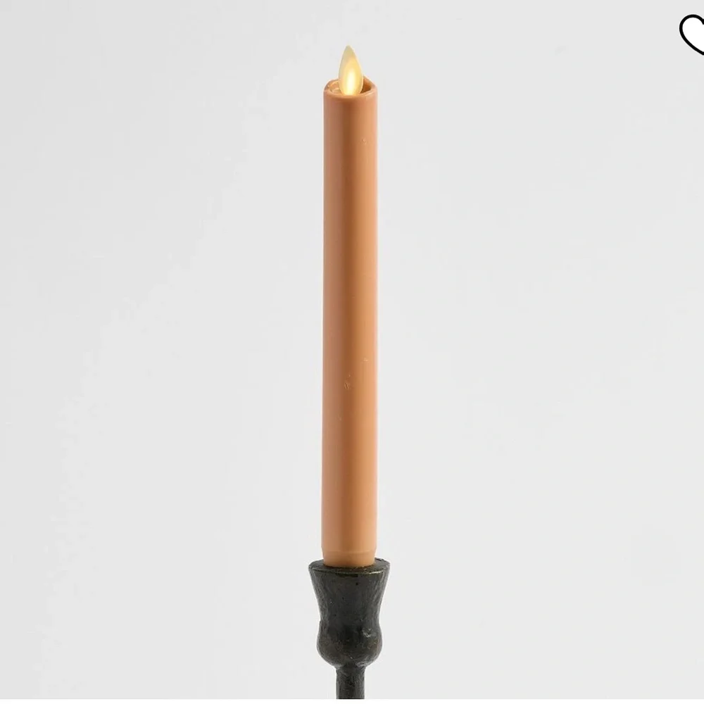 Pottery Barn Flameless Wax Taper Candle - Copper Brown